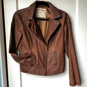 Anthropologie Cartonnier Buttery Brown Vegan Leather Jacket (size 4)